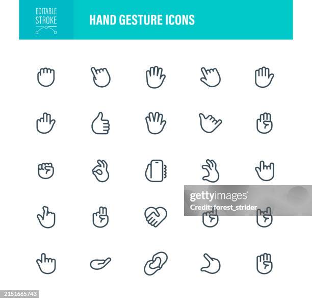 hand gestures icons editable stroke - fist pump stock illustrations