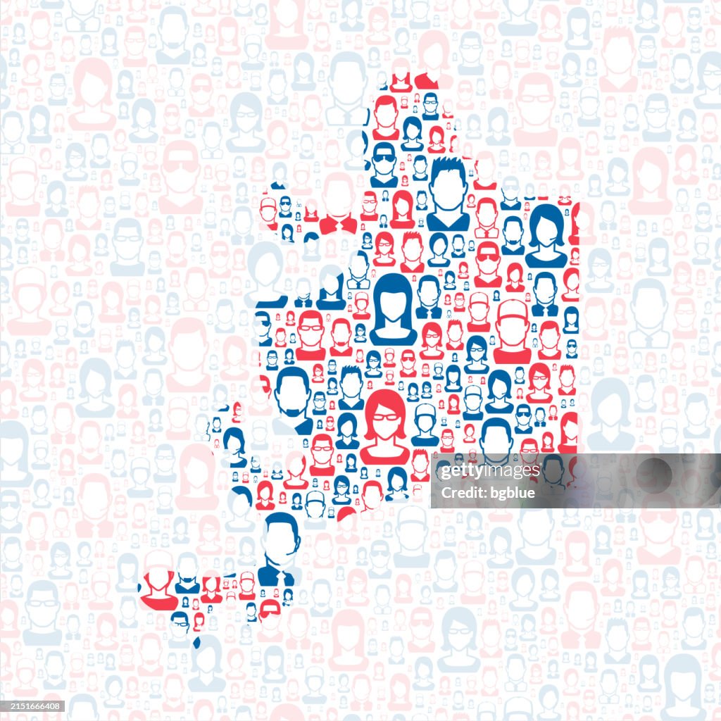 Adams County, Mississippi. Map with blue and red People