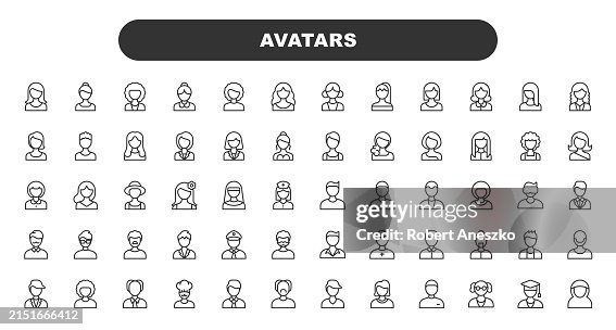 Icônes de ligne d’avatars masculins et féminins. Trait modifiable. Contient des icônes telles que Avatar, Homme, Profil, Utilisateur, Médias sociaux, Tête humaine, Visage humain, Bureau, Personnes, Personne âgée, Homme d’affaires, Homme d’affa Icônes de ligne d’avatars masculins et féminins. Trait modifiable. Contient des icônes telles que Avatar, Homme, Profil, Utilisateur, Médias sociaux, Tête humaine, Visage humain, Bureau, Personnes, Personne âgée, Homme d’affaires, Homme d’affa