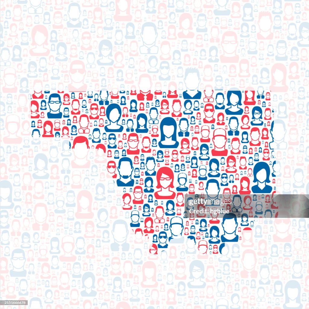 Park County, Wyoming. Map with blue and red People