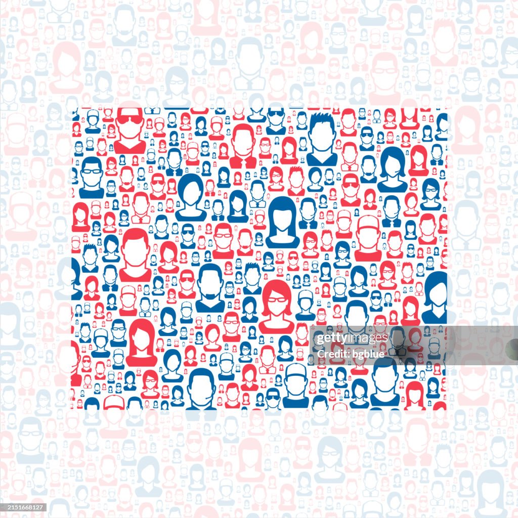 Mitchell County, Kansas. Map with blue and red People