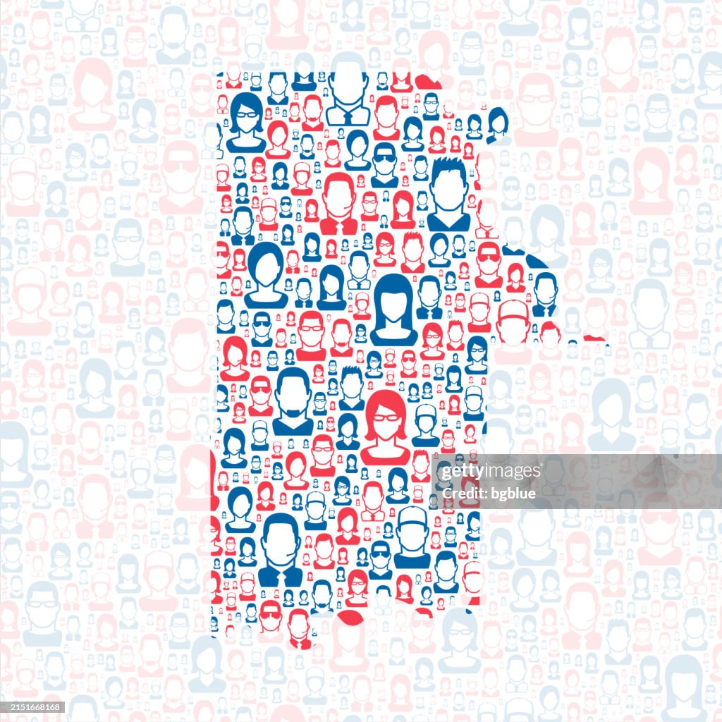 Leavenworth County, Kansas. Map with blue and red People