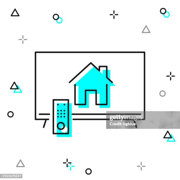 ilustrações de stock, clip art, desenhos animados e ícones de tv with smart home. line icon on white background - smart tv