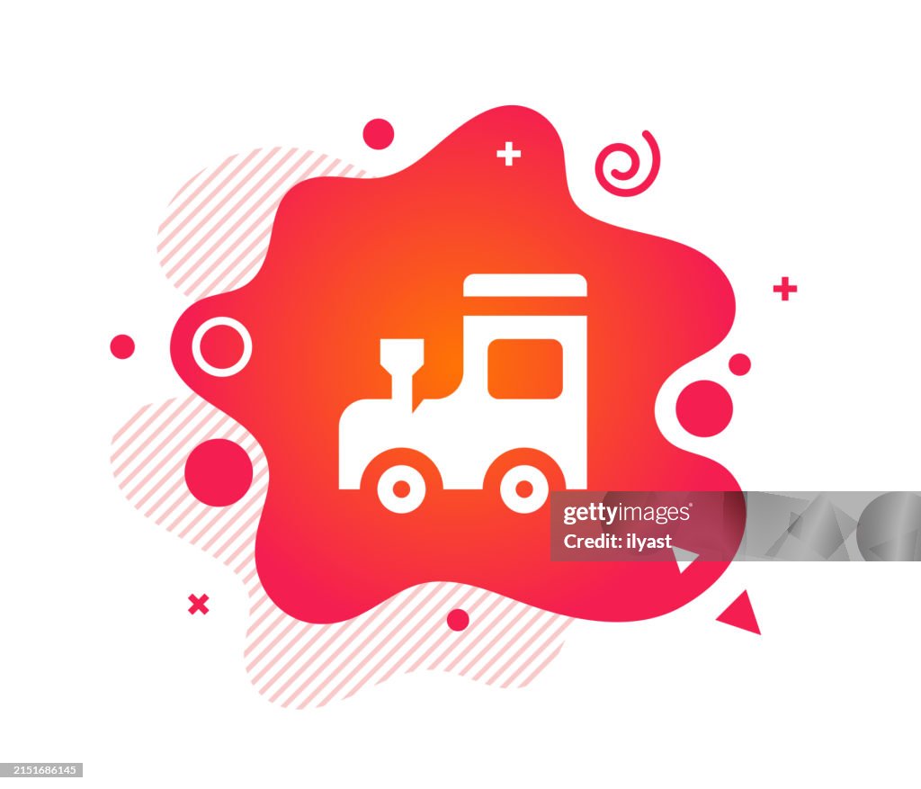 Announcement Design with Toy Train Icon & Abstract Background