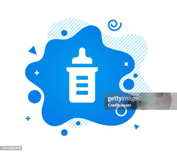 announcement design with feeding bottle icon & abstract background - feed hungry stock illustrations