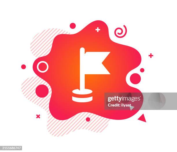 announcement design with golf icon & abstract background - golf flag pole vector stock illustrations