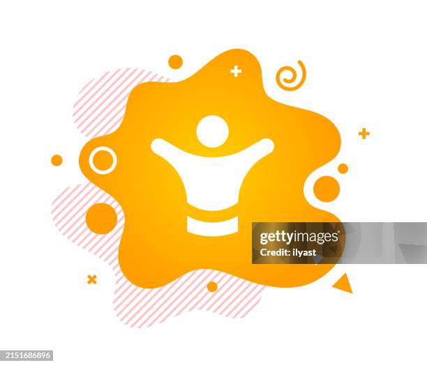 announcement design with joy icon & abstract background - man dancing alone stock illustrations