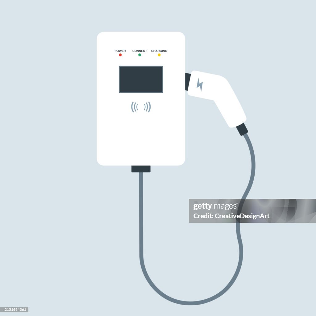 Front View Of Electric Vehicle Wall Charger