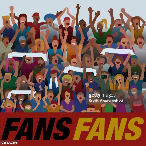 jubelnde fußballfans - tribüne stock-grafiken, -clipart, -cartoons und -symbole