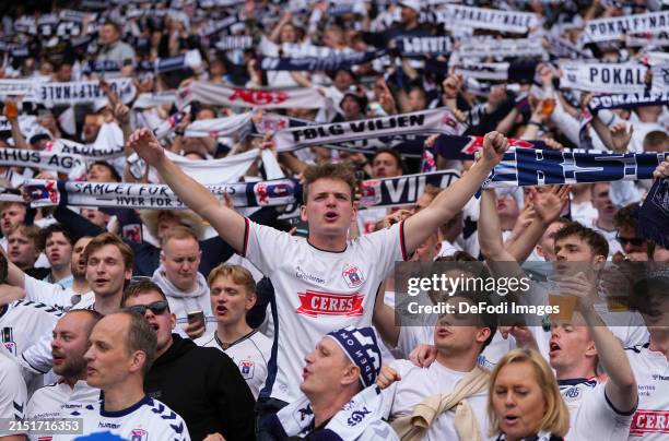 Fans prior to the DBU Pokalen 2023/2024 Final match between Silkeborg IF and Aarhus GF at Parken Stadium on May 9, 2024 in Copenhagen, Denmark.