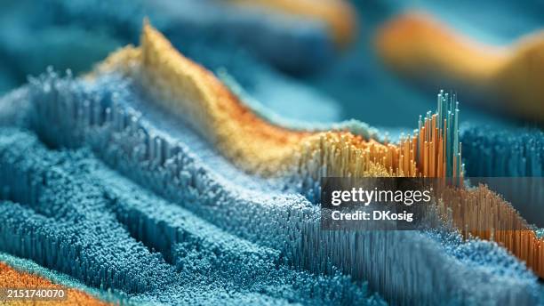 digital analytics - blue, orange, yellow - technology, big data, forecasting - representação gráfica imagens e fotografias de stock