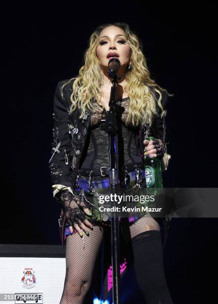 Madonna performs onstage during "The Celebration Tour: at Copacabana beach on May 04, 2024 in Rio de Janeiro, Brazil.