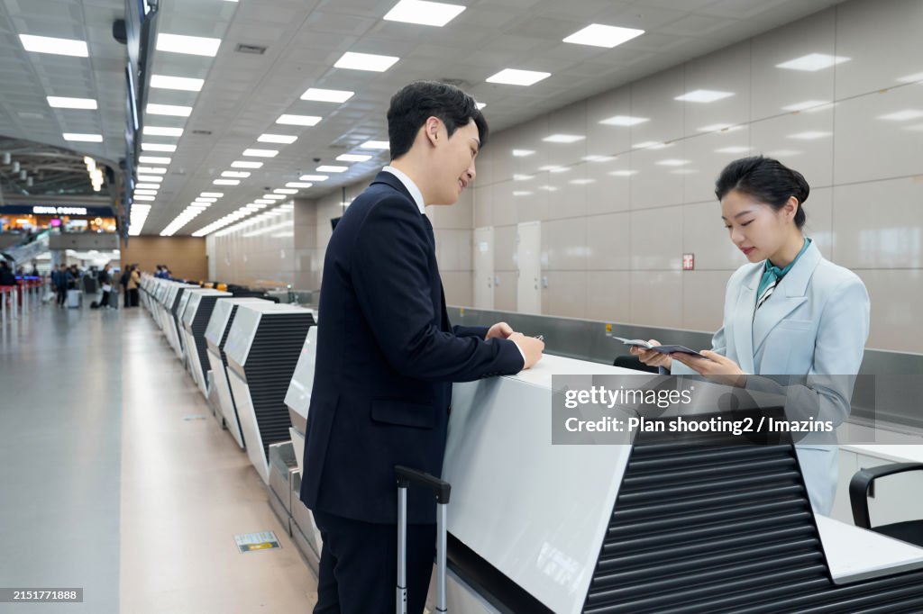 Airport Checkin Airport Checkin Counter Ground Crew High-Res Stock ...