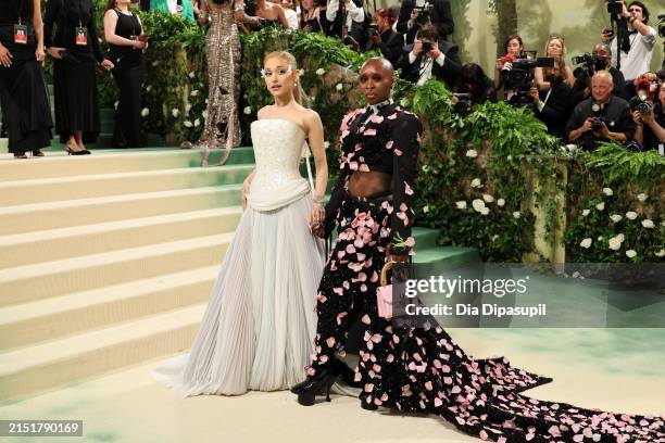 Ariana Grande and Cynthia Erivo attend The 2024 Met Gala Celebrating "Sleeping Beauties: Reawakening Fashion" at The Metropolitan Museum of Art on...