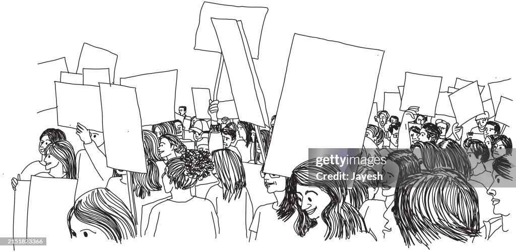 Protest Drawable Illustration Of Protesters Protesting At A Protest March In A Sketch ...