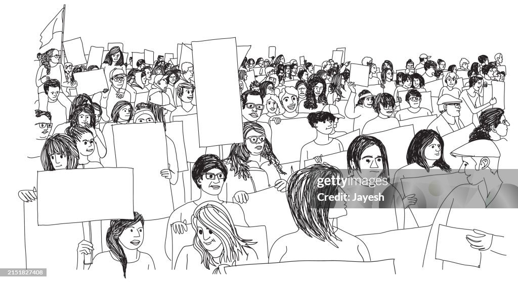 Protest Drawable Illustration Of Protesters Protesting At A Protest March In A Sketch ...