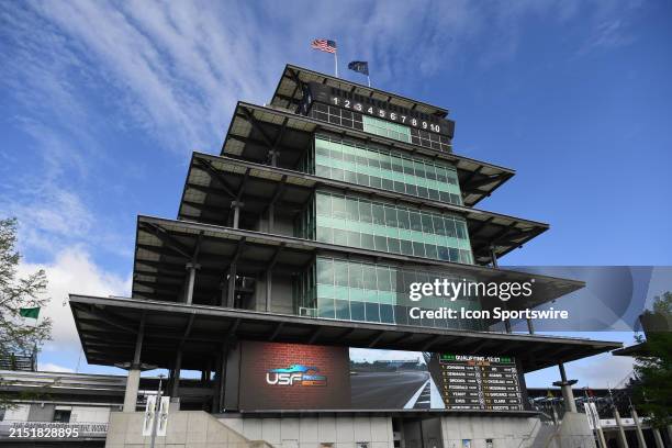 An overview of the Pagoda before practice for the NTT IndyCar Series Sonsio Grand Prix on May 10 at the Indianapolis Motor Speedway Road Course in...