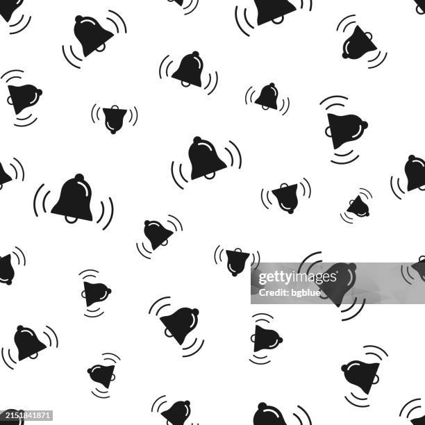 illustrations, cliparts, dessins animés et icônes de sonnerie de cloche. motif sans couture. icônes sur fond blanc - sonner