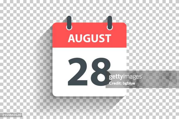 august 28 - daily calendar icon in flat design style on blank background - august stock illustrations
