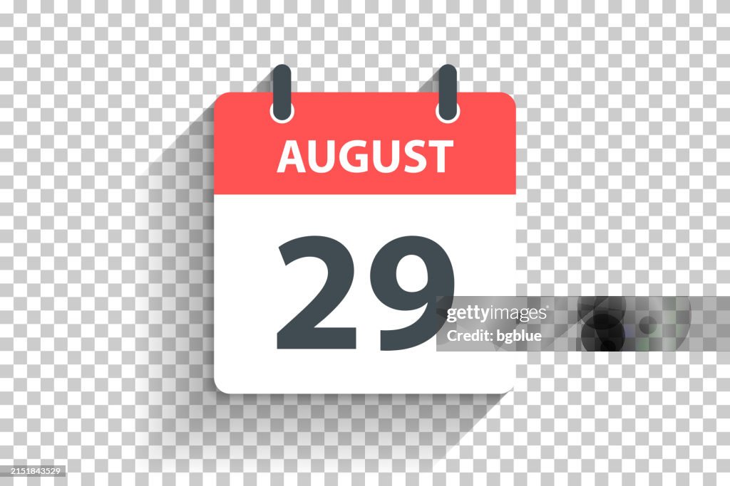 August 29 - Daily Calendar Icon in flat design style on blank background