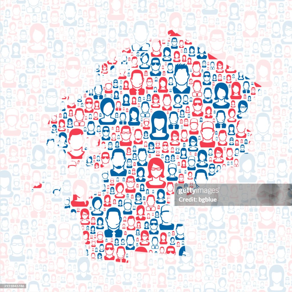 Jefferson County, New York. Map with blue and red People