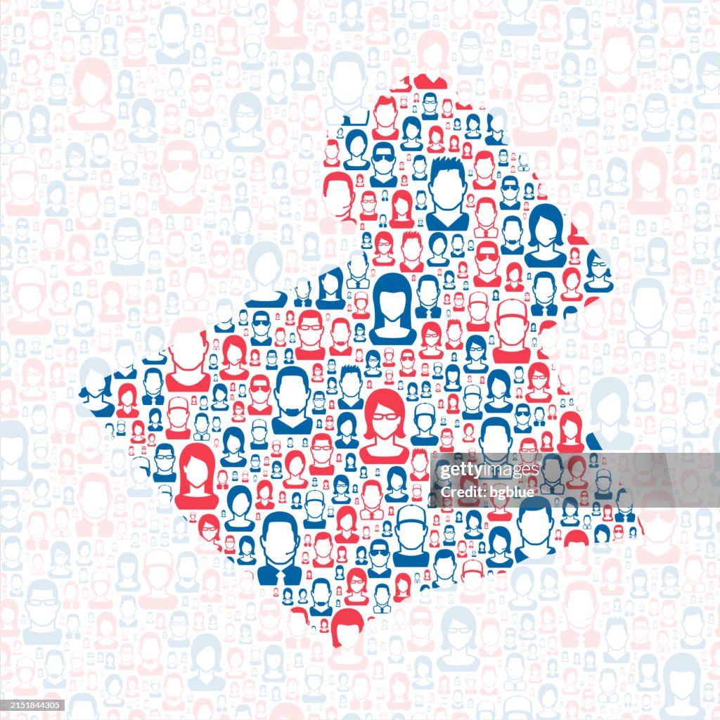 Carbon County, Pennsylvania. Map with blue and red People