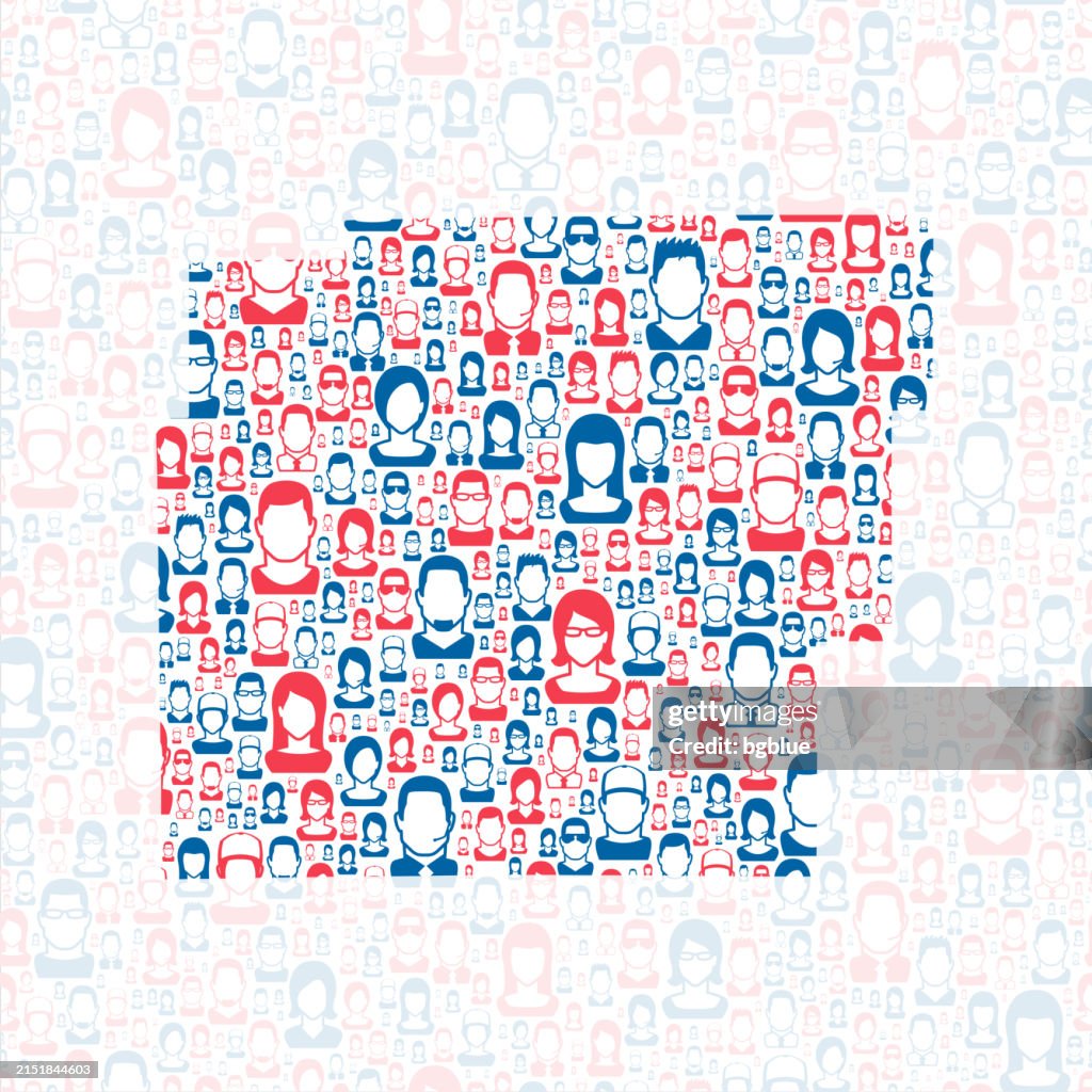 Hancock County, Indiana. Map with blue and red People