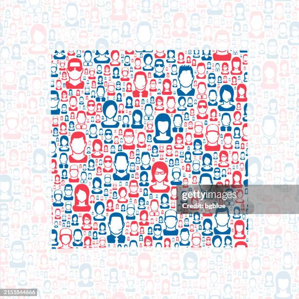 walworth county, wisconsin. map with blue and red people - walworth county wisconsin stock illustrations