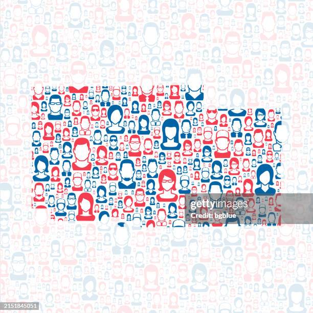 ogle county, illinois. map with blue and red people - group staring stock illustrations