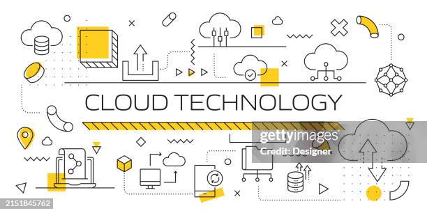 cloud technology related banner design for web page, headline, brochure, annual report and book cover - computer programmer stock illustrations