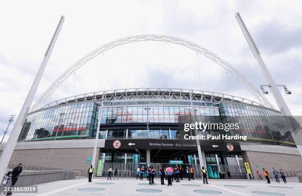 General view outside the stadium prior to the Vanarama National League Play-Off Final match between Bromley and Solihull Moors at Wembley Stadium on...