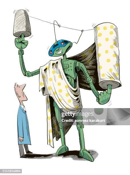 künstliche intelligenz und automatisierung in der textil- und webindustrie - schneider stock-grafiken, -clipart, -cartoons und -symbole