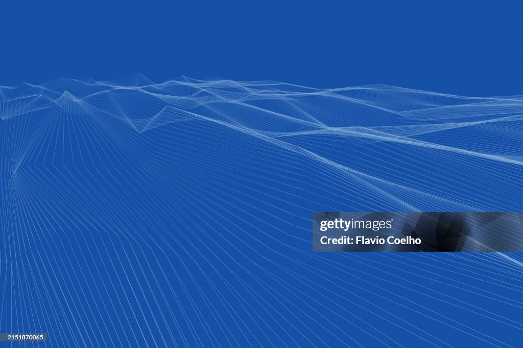 Geometric lines landscape blue background