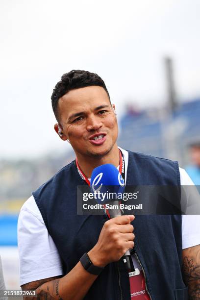 Presenter Jermaine Jenas during qualifying at the Berlin E-Prix, round 9 of the 2024 FIA Formula E World Championship at Templehof Airport Circuit on...