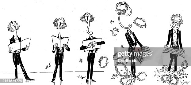 Opera Performance Cartoon An Opera Singer Tries To Reach The High C Cartoon High-Res Vector ...