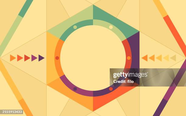 ilustraciones, imágenes clip art, dibujos animados e iconos de stock de marco hexagonal enfoque marco capa curva fondo retro moderno - en el centro