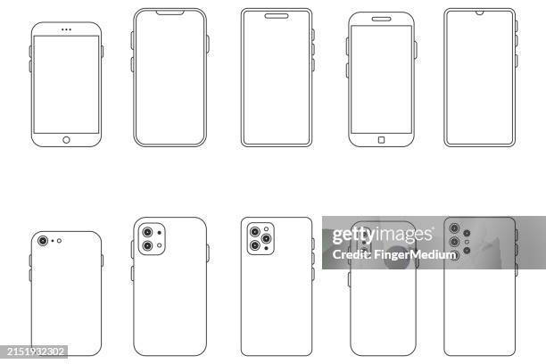 smart phone vector set - rear view stock illustrations