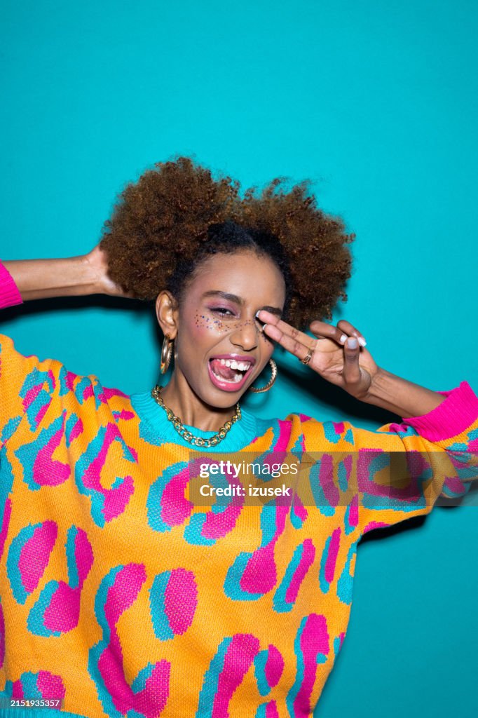 Gen Z excited young woman