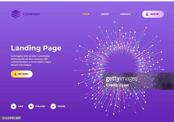 data analytics page design with abstract background - website header stock illustrations