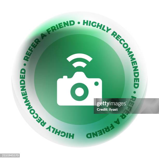 glass badge design with smart camera icon - dslr camera stock illustrations