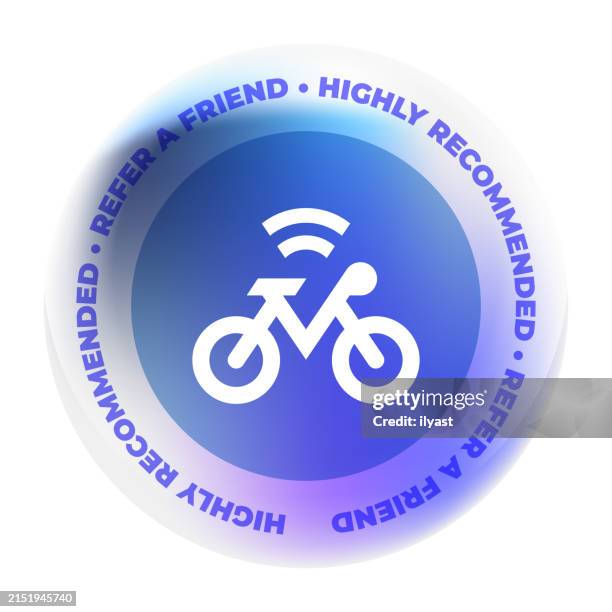 glass badge design with bicycle icon - riding motorbike stock illustrations