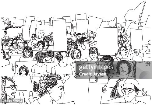 Protest Drawable Illustration Of Protesters Protesting At A Protest In A Sketch Style ...