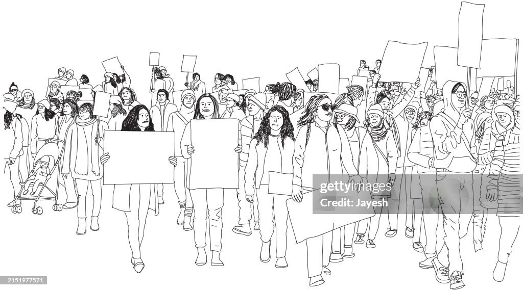 Protest Drawable Illustration Of Protestors Protesting At A Protest In A Sketchy Doodle ...