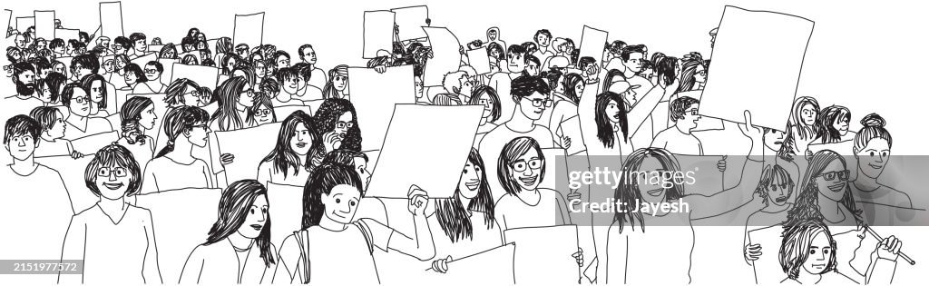 Protest Drawable Illustration Of Protesters Protesting At A Protest In A Sketch Style ...