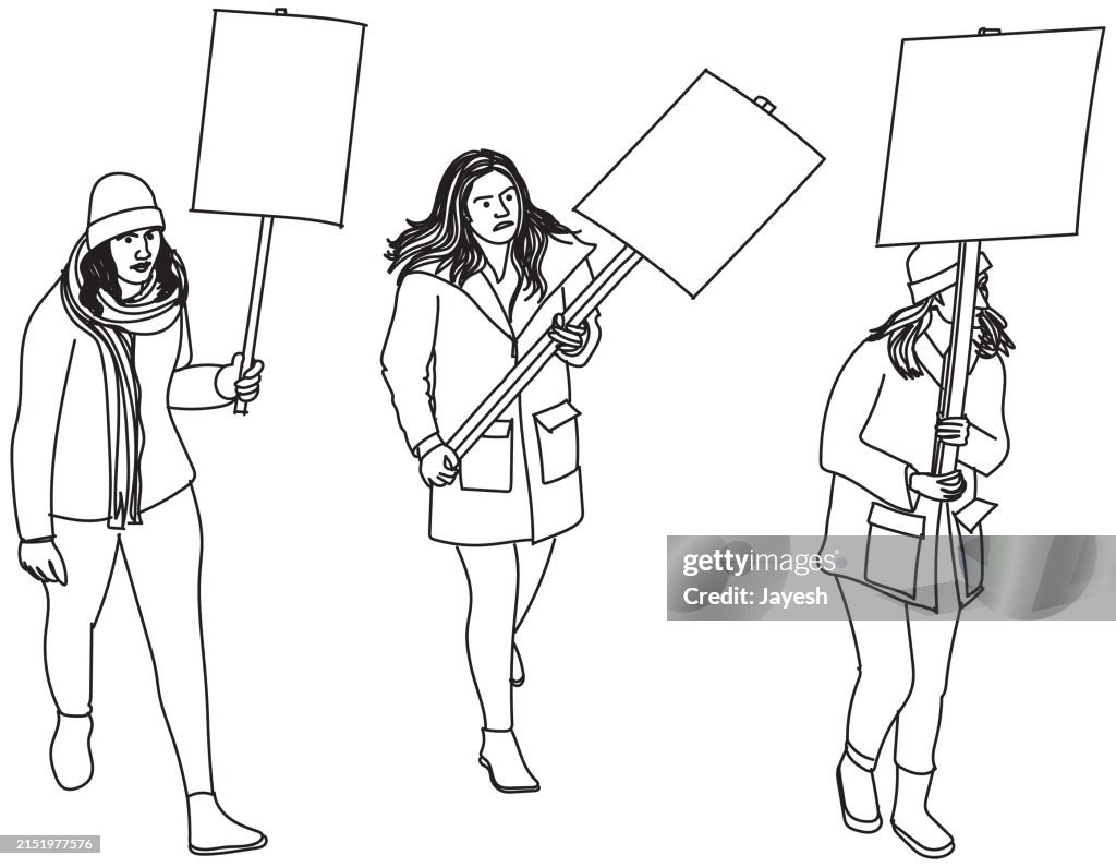Protest Drawable Vector Illustration Of Protestors At A Protest Protesting For Awareness ...
