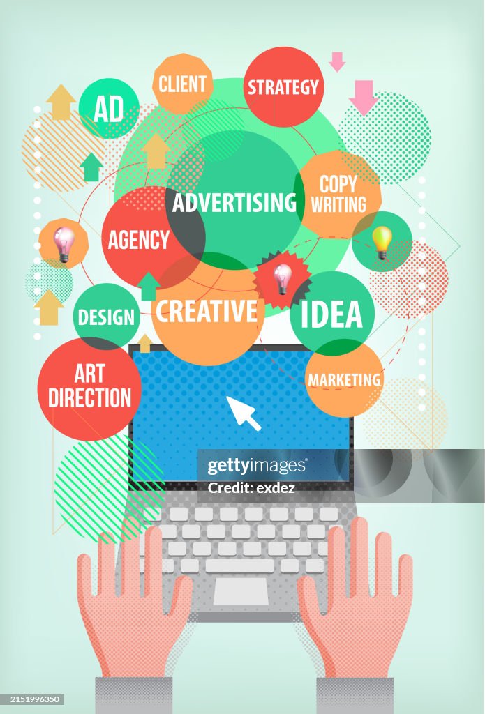 Computer Operation Advertising Vector Illustration Of Using Laptop Computer To Study Advertising High ...