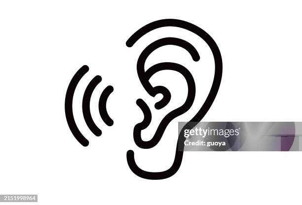ilustraciones, imágenes clip art, dibujos animados e iconos de stock de audición, icono de oreja. - oreja