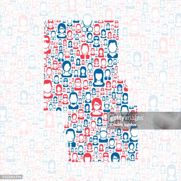 richland county, ohio. map with blue and red people - mansfield ohio stock illustrations