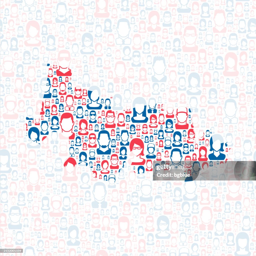 Hampshire County, Massachusetts. Map with blue and red People