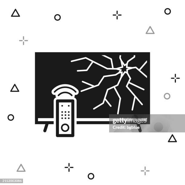 tv with broken screen. icon on white background - crushed watch stock illustrations